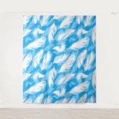 Tenture Sophisticated Feather Design On A Bright Blue  (Devant)