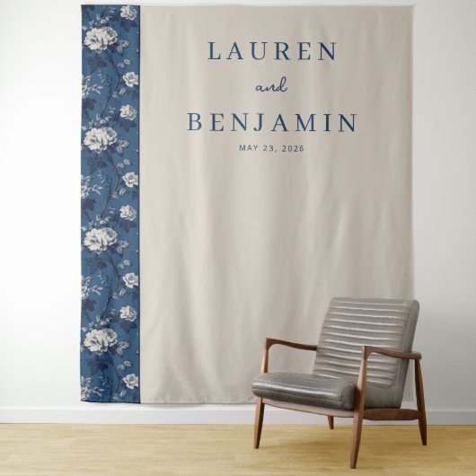 Tenture Sophisticated Navy Floral (En situation)