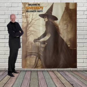 Tenture Sorcière à vélo Halloween Fond Suspendu