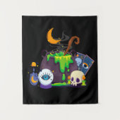 Tenture Sorcière Cuisine Cauldron Potion Sous Le Lune (Devant)