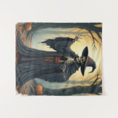 Tenture Sorcière de squelette éffrayant dans la forêt hant (Devant (Horizontal))