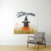 Tenture Sorcière d'Halloween dans un champ de fleurs (En situation)