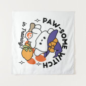 Tenture Sorcière Paw-some en formation – Chien mignon d'Ha (Devant (Horizontal))