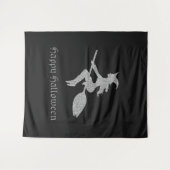 Tenture Sorcière volante en argent Halloween arrière-plan  (Devant (Horizontal))