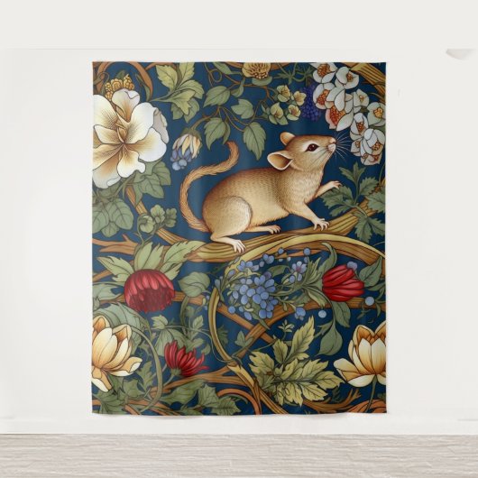 Tenture Souris et fleurs Art nouveau (Devant)