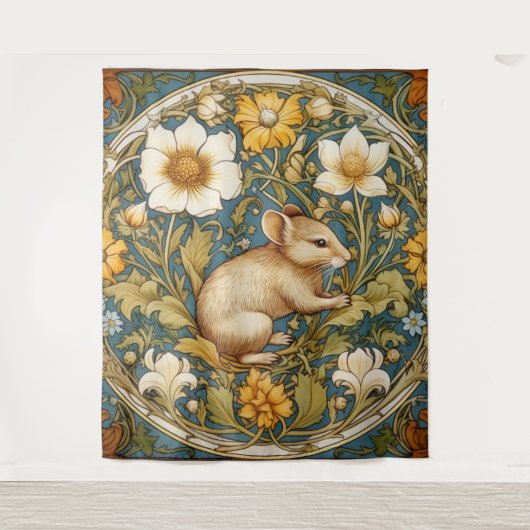 Tenture souris et fleurs Art nouveau (Devant)