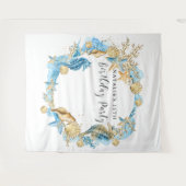 Tenture Sous la mer Bleu Gold Anniversaire de fête (Devant (Horizontal))