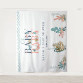 Tenture Sous l'aquarelle bleu mer Oh Baby shower bébé (Devant)