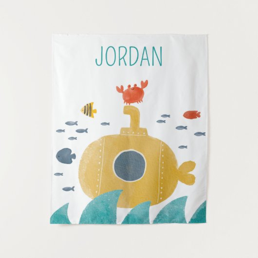 Tenture Sous-marin à doodle mignon | Explorer (Devant)