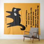 Tenture Soyez forte et courageuse Chat Noir (En situation (horizontale))
