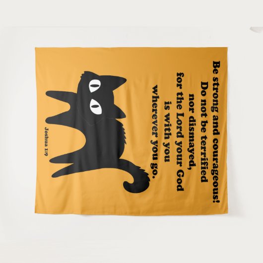 Tenture Soyez forte et courageuse Chat Noir (Devant (Horizontal))