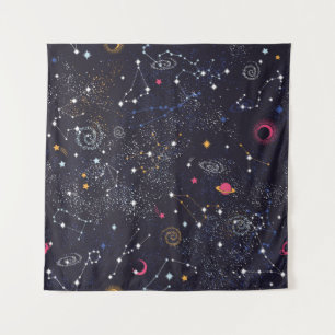Tenture Space Galaxy constellation sans couture motif