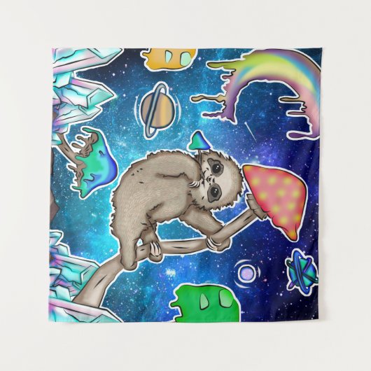 Tenture Space Galaxy Sloth Cosmic Champignons Bizarre Crys (Devant (Horizontal))