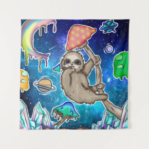 Tenture Space Galaxy Sloth Cosmic Champignons Bizarre Crys