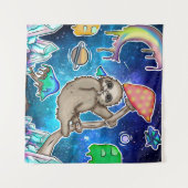Tenture Space Galaxy Sloth Cosmique Champignons Féroîtes C (Devant (Horizontal))