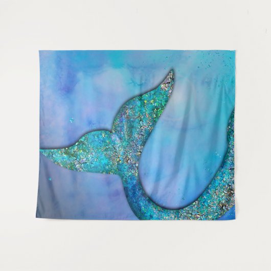 Tenture Sparkly Ocean Mermaid Fin Tail Magique Enchantée (Devant (Horizontal))
