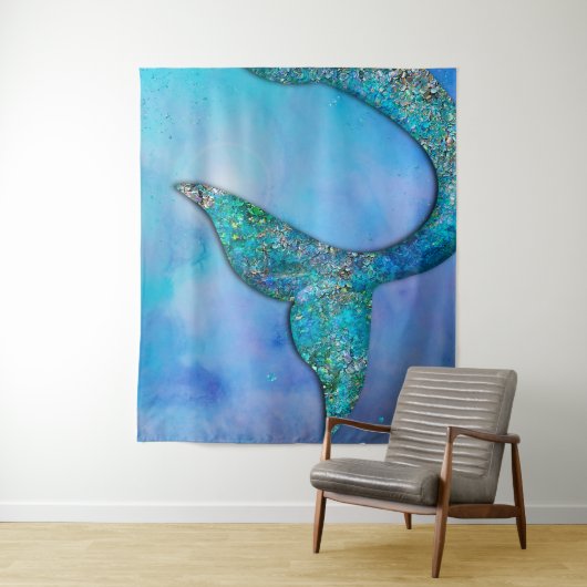 Tenture Sparkly Ocean Mermaid Fin Tail Magique Enchantée (En situation)