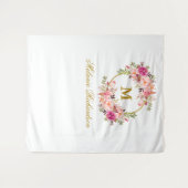 Tenture Spécial 2 - Aquarelle Rose Floral Or (Devant (Horizontal))