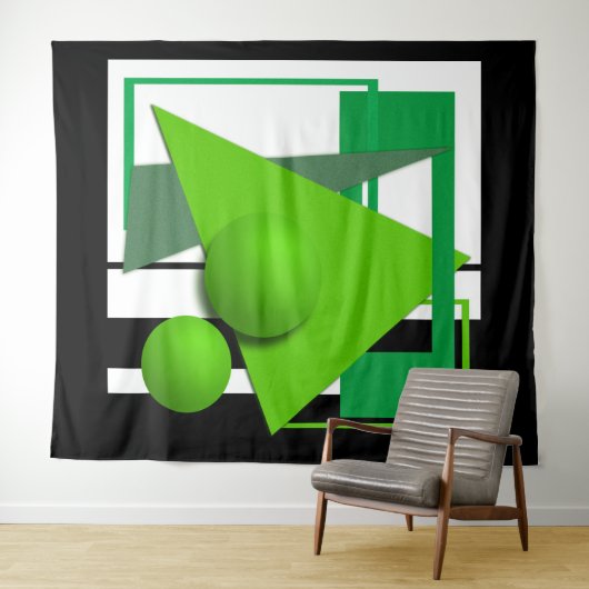 Tenture sphère circulaire de formes géométriques vertes né (En situation (horizontale))