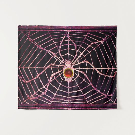 Tenture SPIDER ET WEB Rouge Ruby Gemstone Noir (Devant (Horizontal))