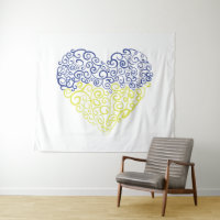Spiral tourbillons mehandi coeur drapeau ukrainien