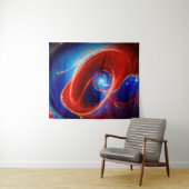 Tenture Spirale cosmique rouge et bleue (En situation (horizontale))