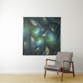 Tenture Spirales Turquoise Beige Vert Abstrait Fractal Art (En situation (horizontale))