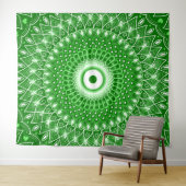Tenture Spirituel Moderne Géométrique élégant mandala vert (En situation (horizontale))