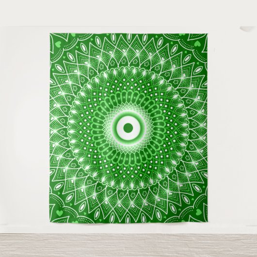 Tenture Spirituel Moderne Géométrique élégant mandala vert (Devant)