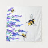 Tenture Spring Flowers and Bees Flying Tapestry (Devant (Horizontal))