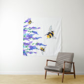Tenture Spring Flowers and Bees Flying Tapestry (En situation (horizontale))
