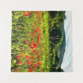 Tenture Spring Poppies Meadow and Mountain Landscape (Devant (Horizontal))