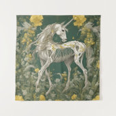 Tenture Squelette de licorne dans les fleurs jaunes (Devant)