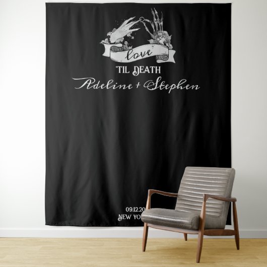 Tenture Squelette gothique Aimer jusqu'à la mort Mariage C (En situation)