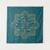 Tenture Sri Yantra/or, marbre et Teal de Sri Chakra (Devant)