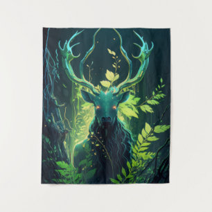 Tenture Stag Deer Animal Portrait Peinture Forêt faunique