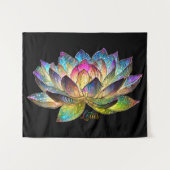 Tenture Stained Glass Colorful Lotus Flower on Black (Devant (Horizontal))