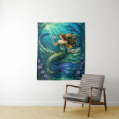 Tenture Stained Glass Mermaid Tapestry (En situation)