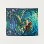 Tenture Stained Glass Mermaid Tapestry (Devant (Horizontal))