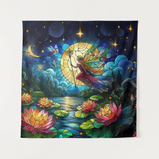 Tenture Stained Glass Moonlight Flight Fairy  (Devant)