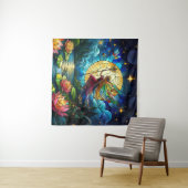 Tenture Stained Glass Moonlight Flight Fairy  (En situation (horizontale))