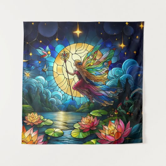 Tenture Stained Glass Moonlight Flight Fairy  (Devant)