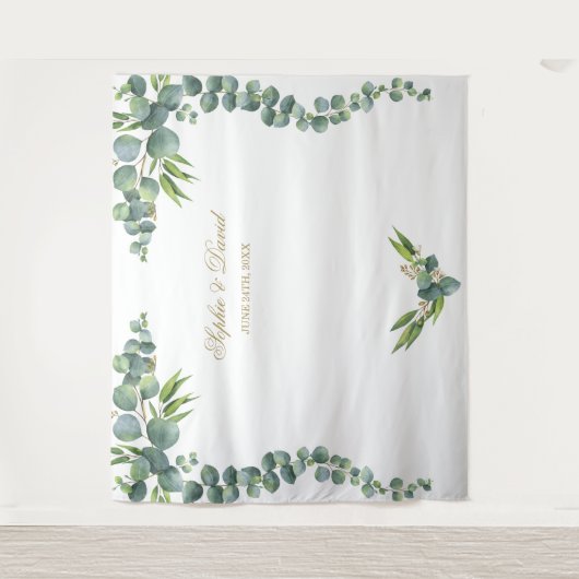 Tenture Stand de photo de mariage au eucalyptus aquarelle (Devant)