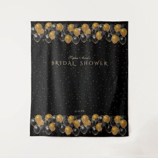 Tenture Stand de photobooth pour mariage avec ballons noir (Devant)