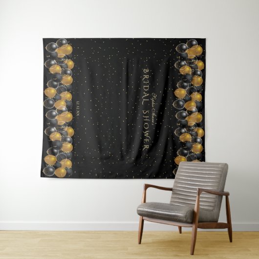 Tenture Stand de photomaton de mariage avec ballons noirs (En situation (horizontale))