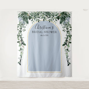 Tenture Stand de photomaton de mariage botanique bleu pous