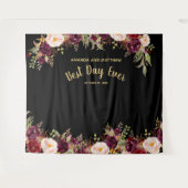 Tenture Stand de photomaton de mariage floral bordeaux or  (Devant (Horizontal))