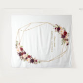 Tenture Stand Photo Booth Fleurs Rouge Bourgogne Mariage (Devant (Horizontal))