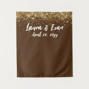 Tenture Stand photo de mariage en or et blanc marron choco