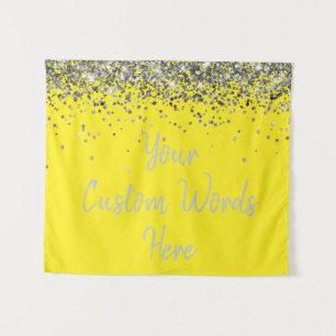 Tenture Stand photo personnalisé jaune et argent pour anni